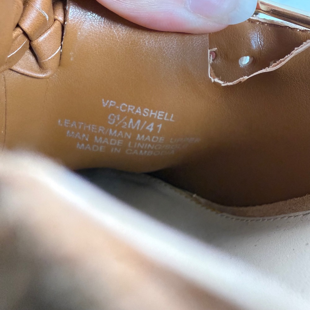 Vince Camuto Crashell Tan Suede Platform Clogs Braided Buckle Mules Studded 9.5 - Picture 4 of 9